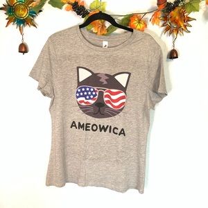 FP/ Grey Ameowica cat aviator graphic T funny size
